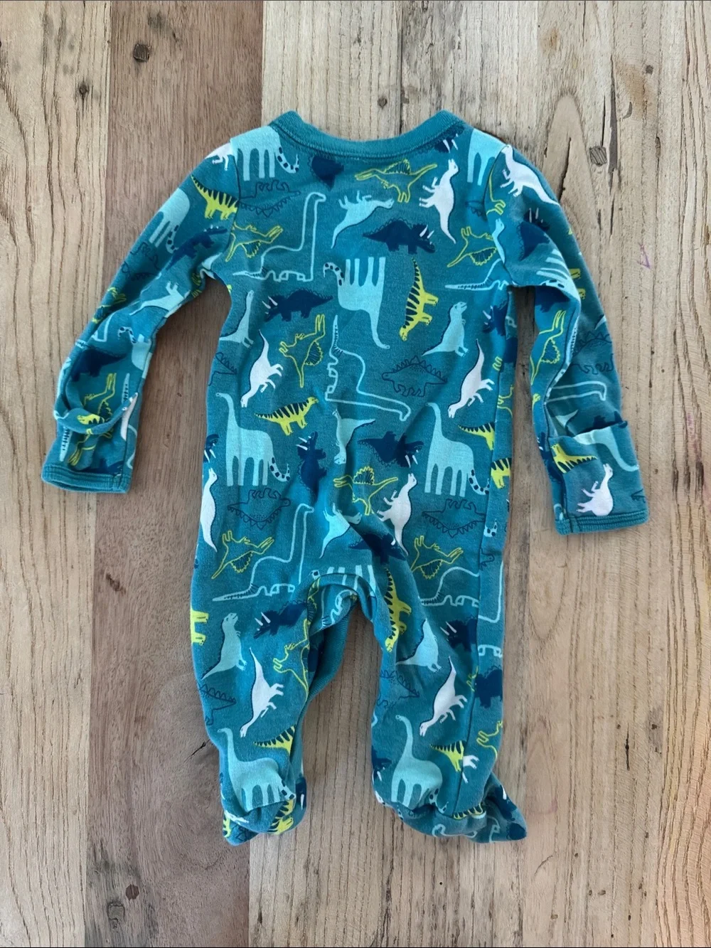 Blue Dinosaur Print Footed Baby One-Piece